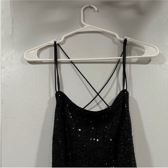 Mac Duggal 26480 Black Sequin Strappy Back Midi Dress 2 - Picture 3 of 6